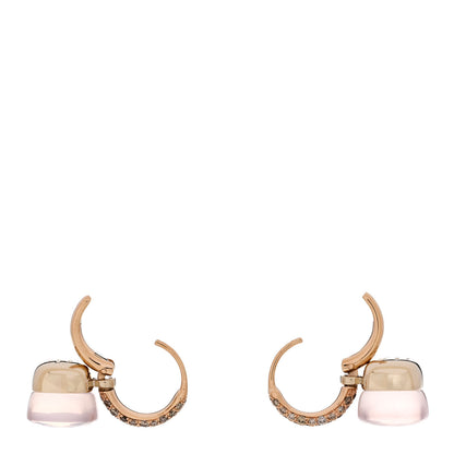 Pomellato 18K Rose Gold Diamond Rose Quartz Nudo Classic Earrings 4 of 5