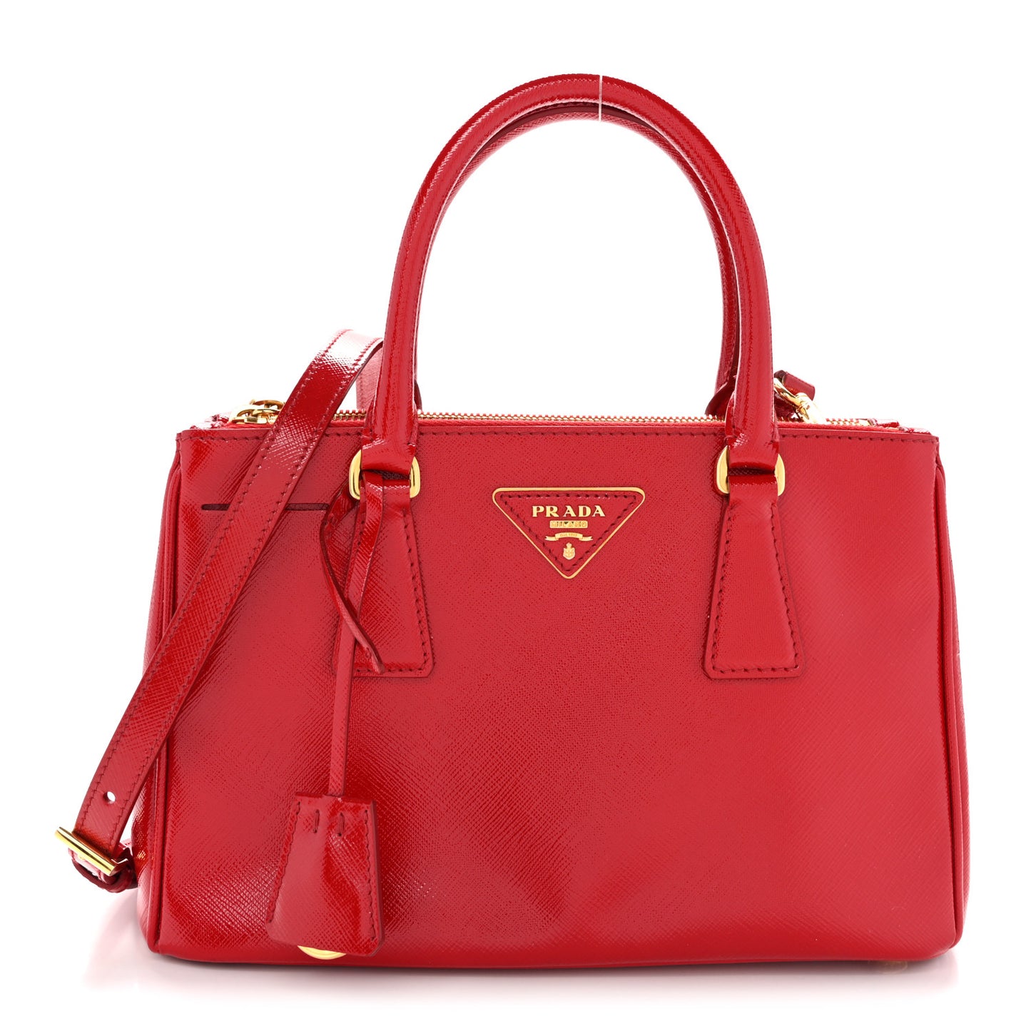 Saffiano Vernice Galleria Double Zip Tote Rosso