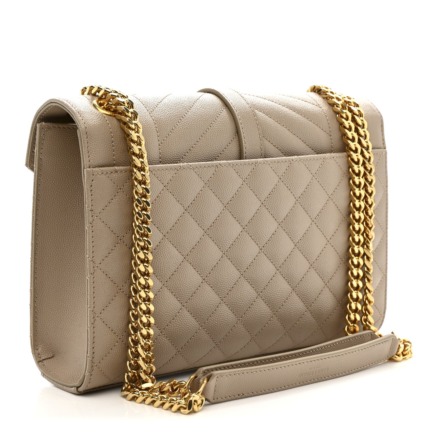 Saint Laurent Grain De Poudre Textured Mixed Matelasse Medium Triquilt Monogram Satchel Dark Beige 3 of 11