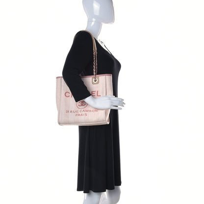 Chanel Mixed Fibers Calfskin Striped Mini Deauville Tote Pink 3 of 10