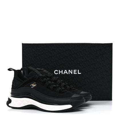 Chanel Velvet Calfskin Mixed Fibers CC Sneakers 36.5 Black 9 of 9