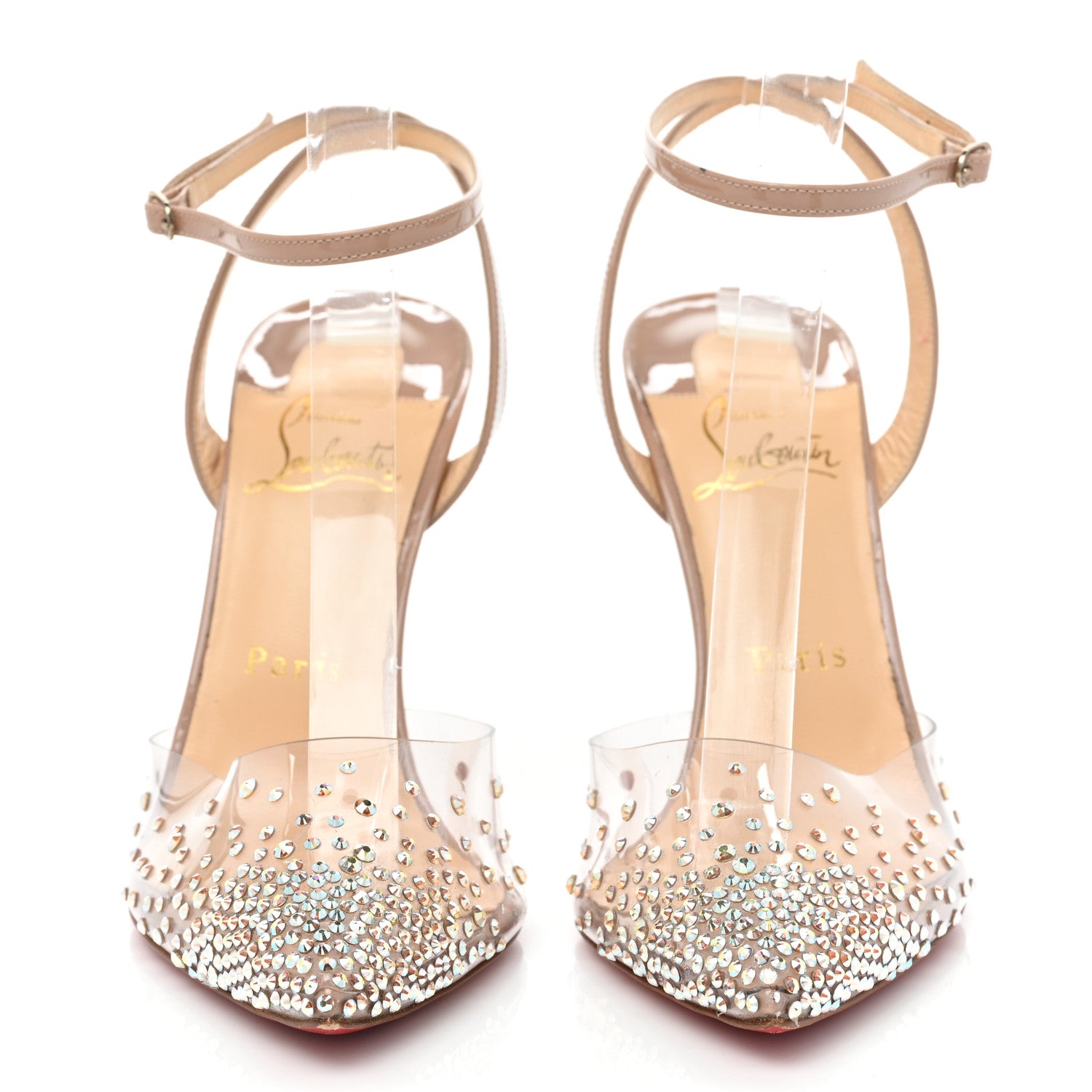 Christian Louboutin PVC Calf Alicoco Spikaqueen 100 Pumps 37 Nude 2 of 14