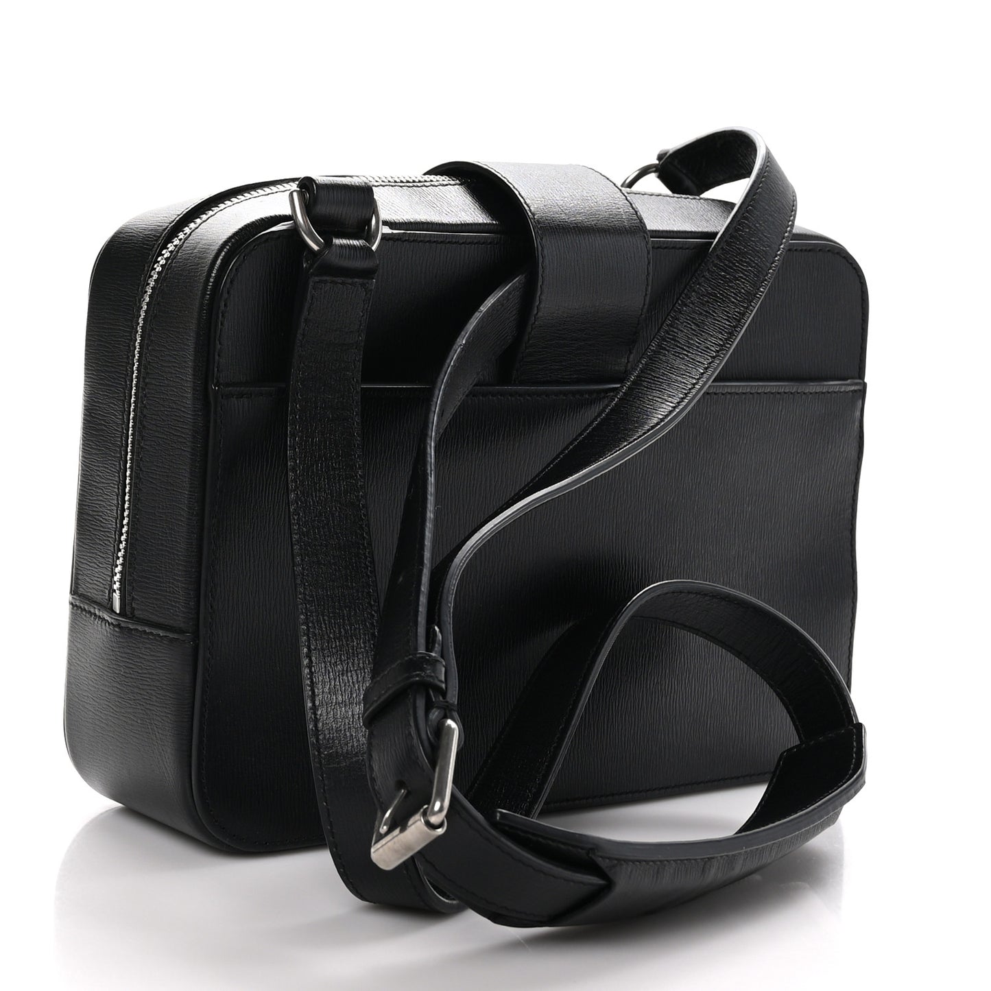 Textured Calfskin Camera Bag Black