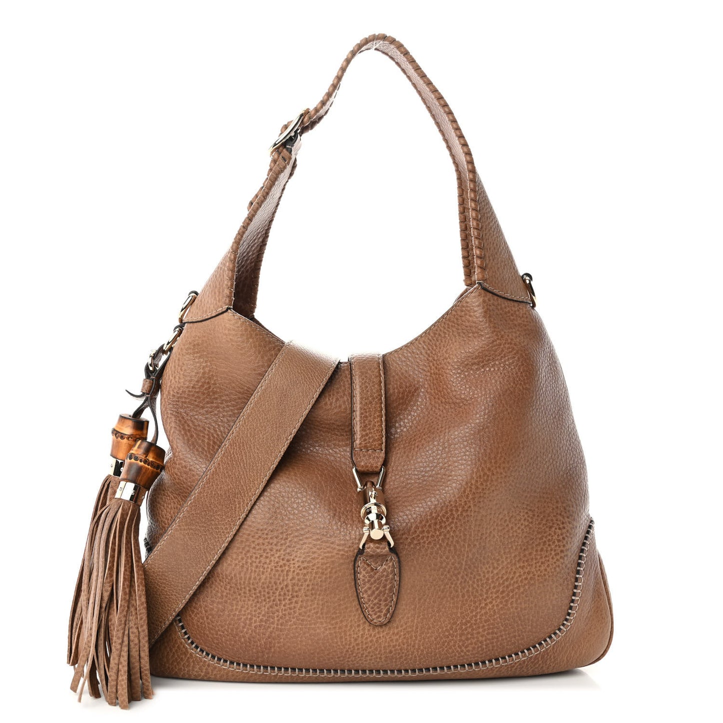 Pebbled Calfskin Medium New Jackie Shoulder Bag Brown