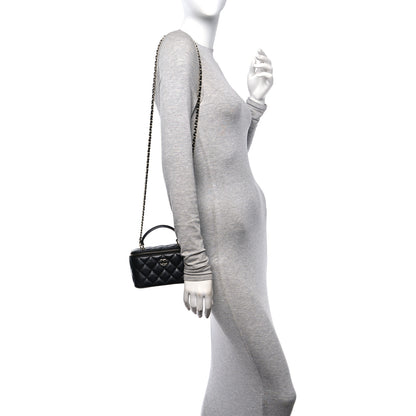 Chanel Lambskin Quilted Small Top Handle Vanity Case With Chain Black 2 of 12