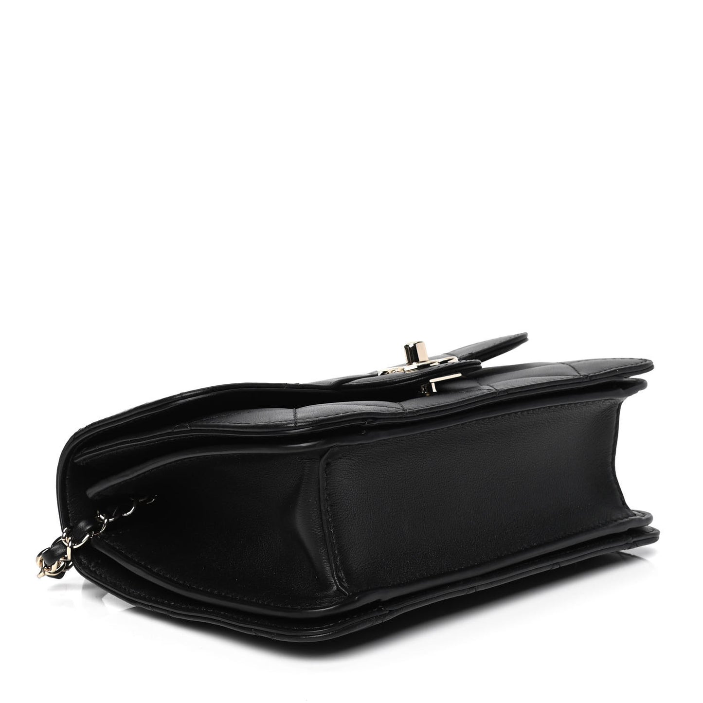 Calfskin Quilted Small Top Handle Flap Black