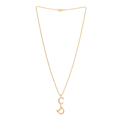 Christian Dior Metal Crystal CD Necklace Gold 3 of 5