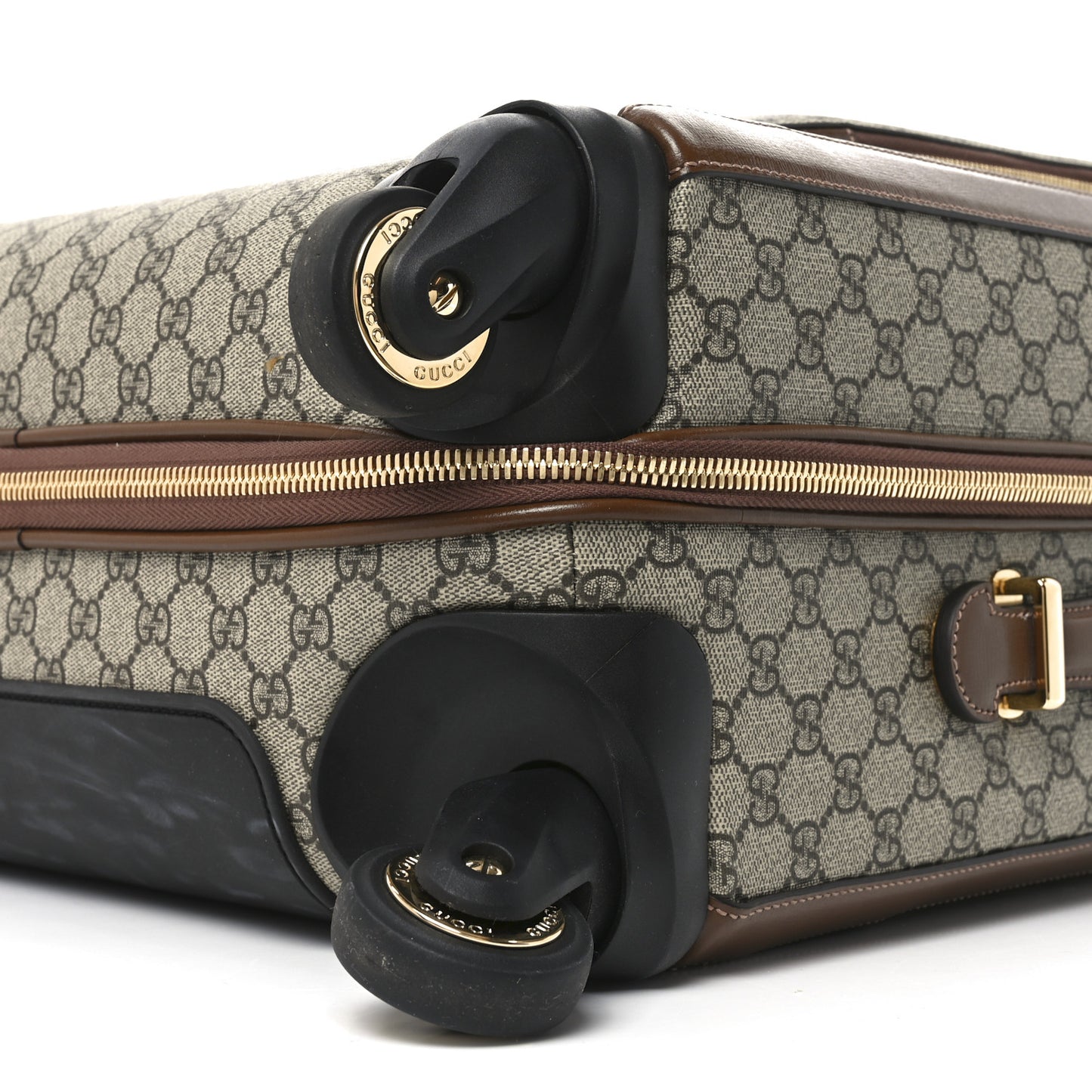 GG Supreme Monogram Azalea Calfskin Retro Interlocking G Small Savoy Cabin Trolley Beige Ebony Brown Sugar