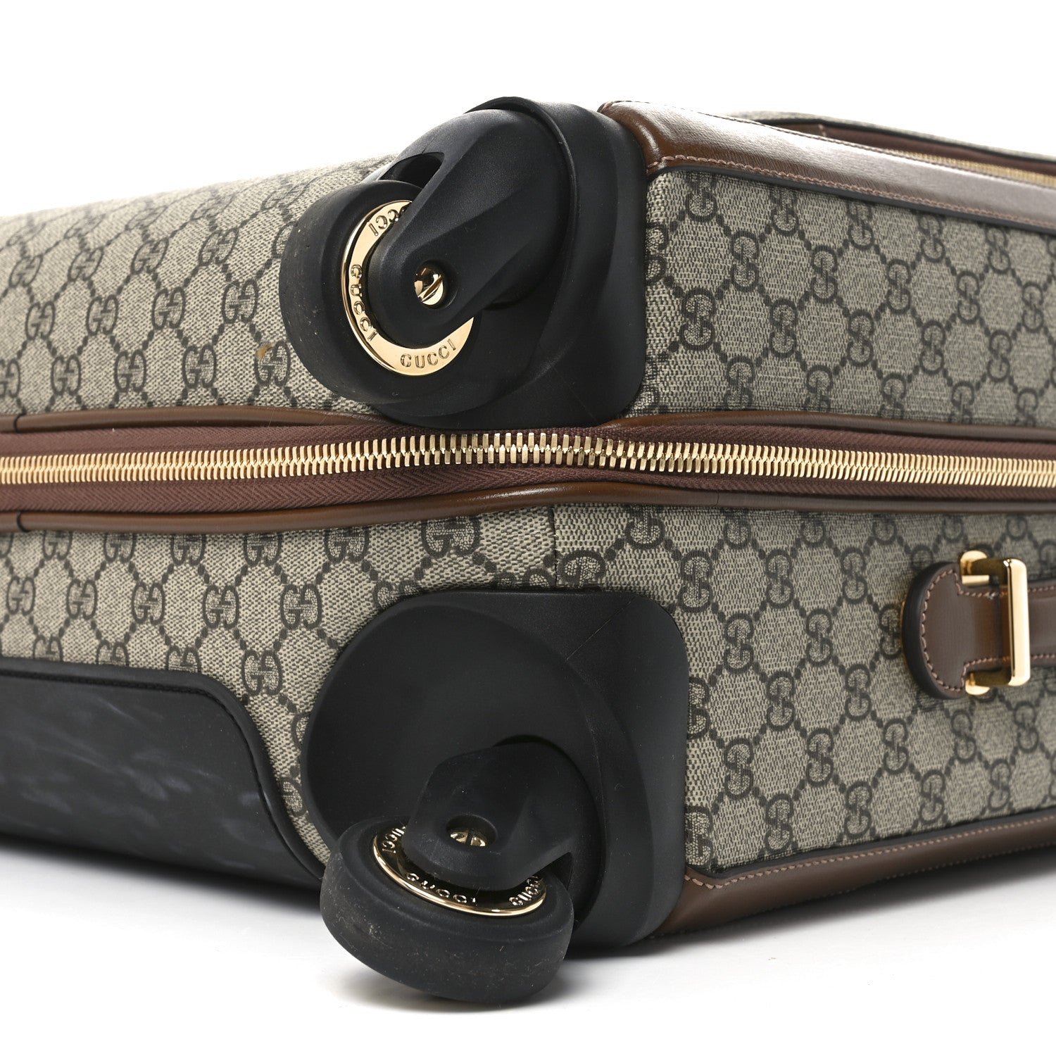Gucci GG Supreme Monogram Azalea Calfskin Retro Interlocking G Small Savoy Cabin Trolley Beige Ebony Brown Sugar 9 of 9
