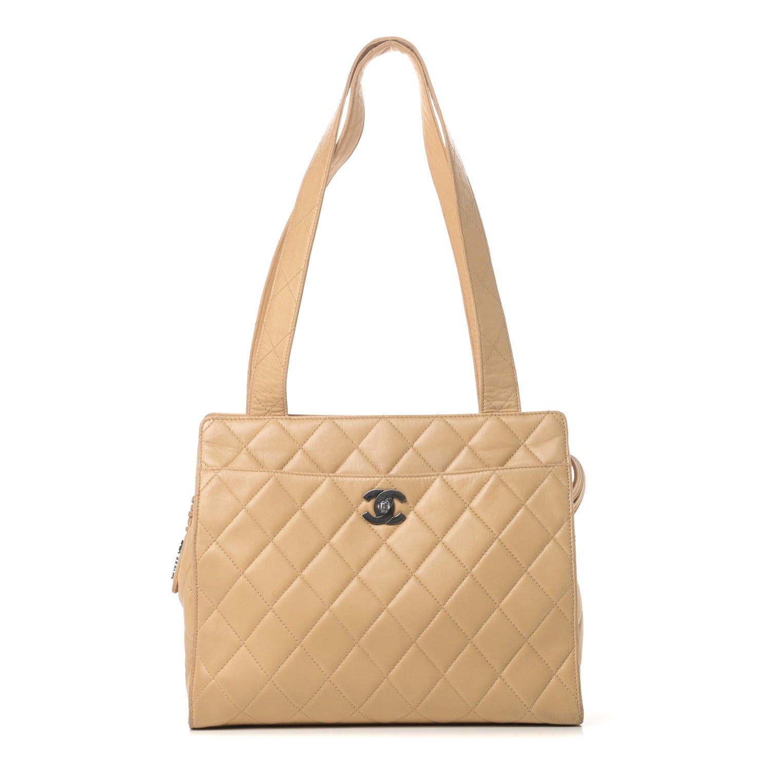 Chanel Lambskin Quilted Shoulder Bag Beige 1 of 15