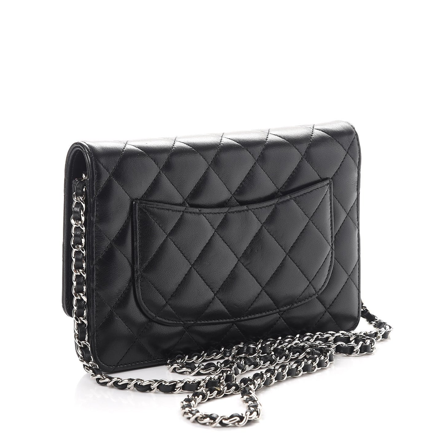 Lambskin Quilted Wallet On Chain WOC Black