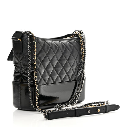 Chanel Patent Goatskin Quilted Medium Gabrielle Hobo Black 3 of 14
