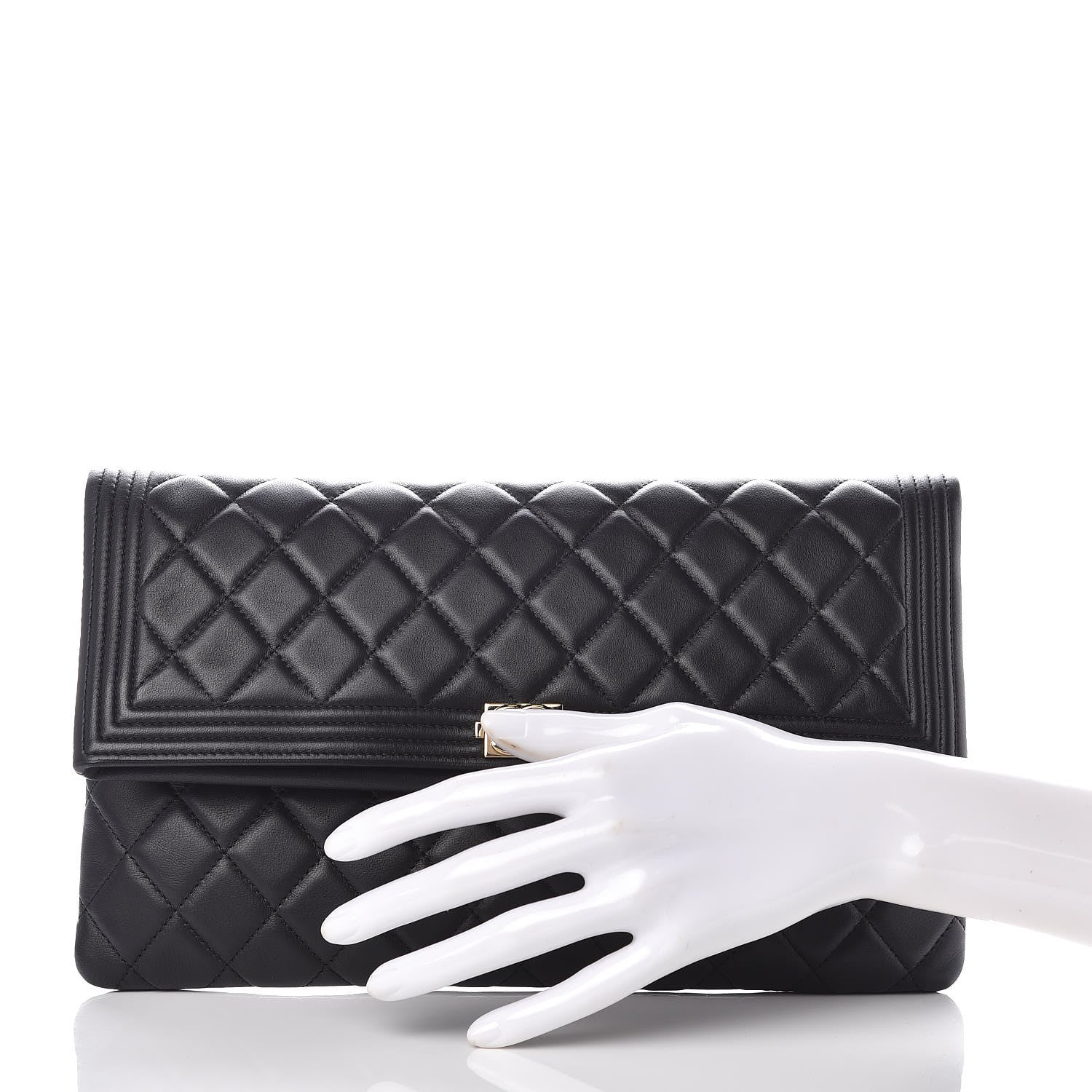 Chanel Lambskin Quilted Beauty CC Boy Clutch Black 3 of 9