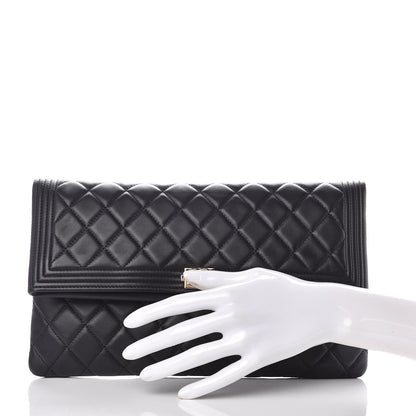 Chanel Lambskin Quilted Beauty CC Boy Clutch Black 3 of 9
