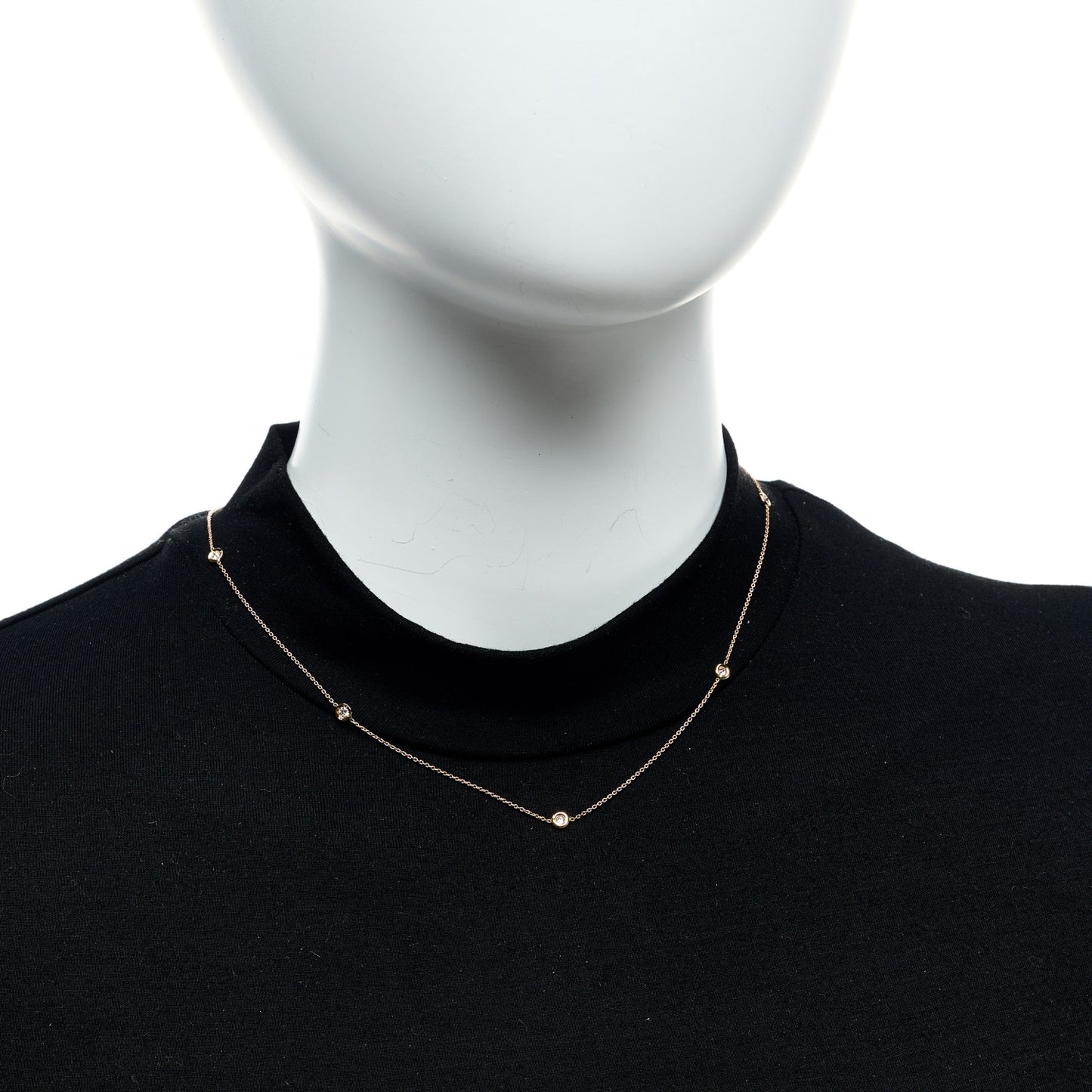 18K Rose Gold Diamond .25ct Diamonds By The Inch Five Station Necklace