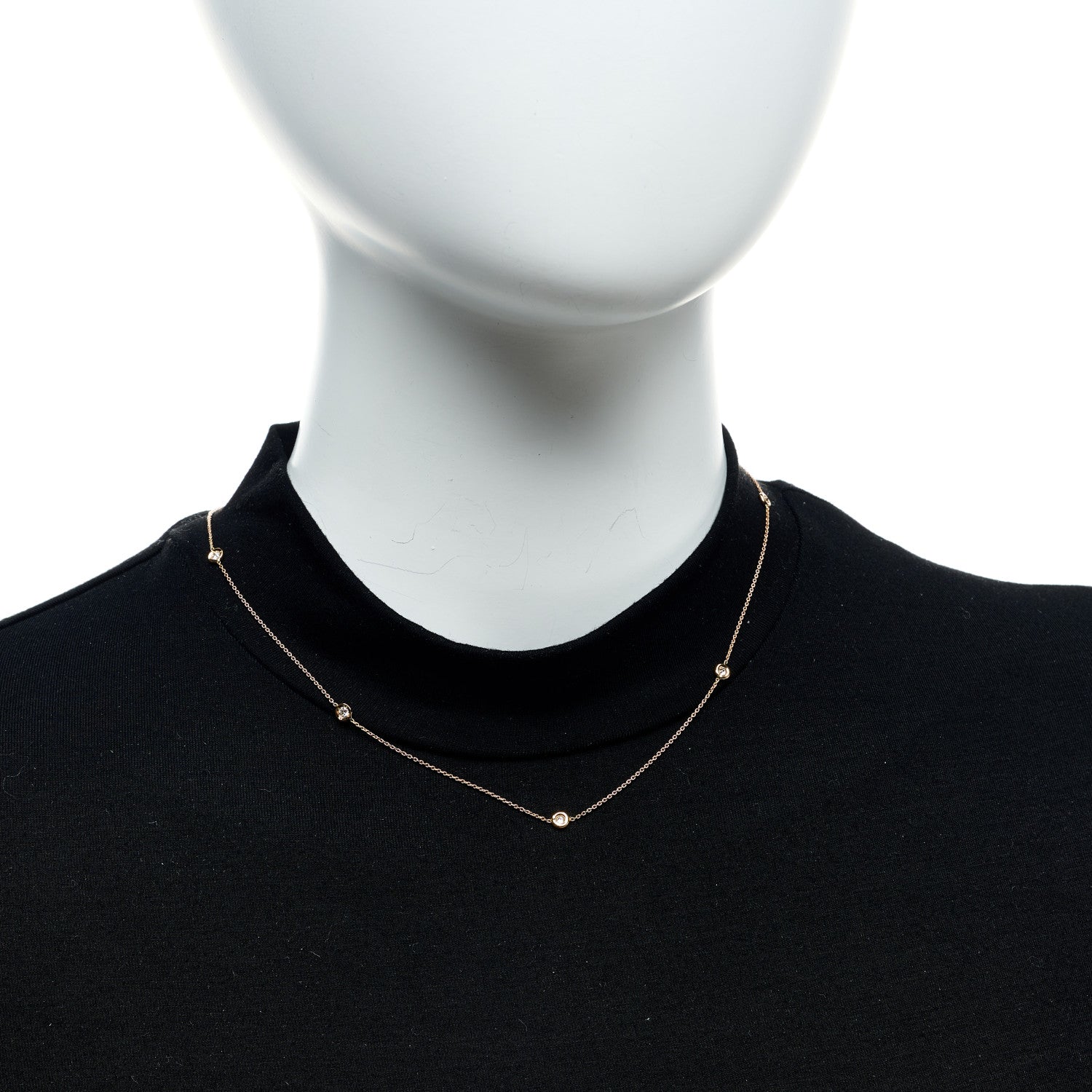 Roberto Coin 18K Rose Gold Diamond .25ct Diamonds By The Inch Five Station Necklace 2 of 5