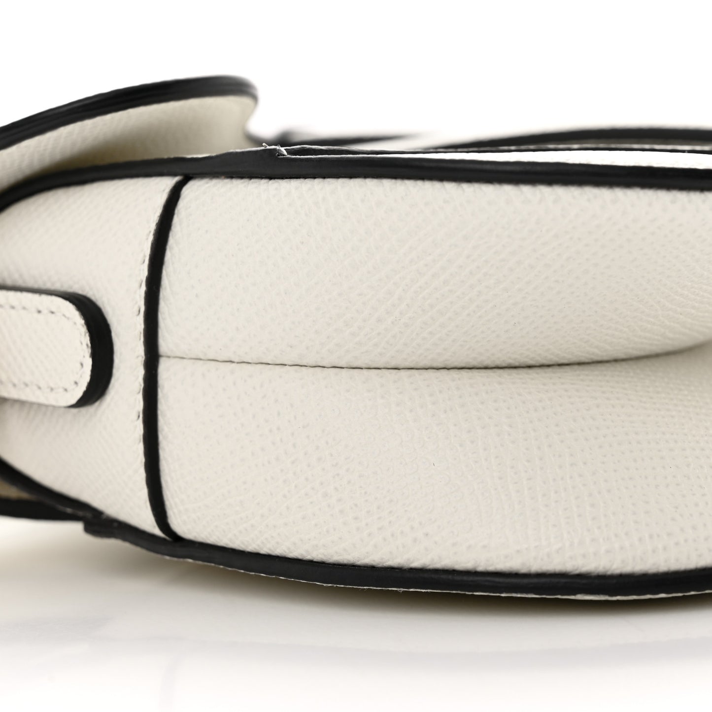 Grained Calfskin Mini Saddle Bag With Strap White