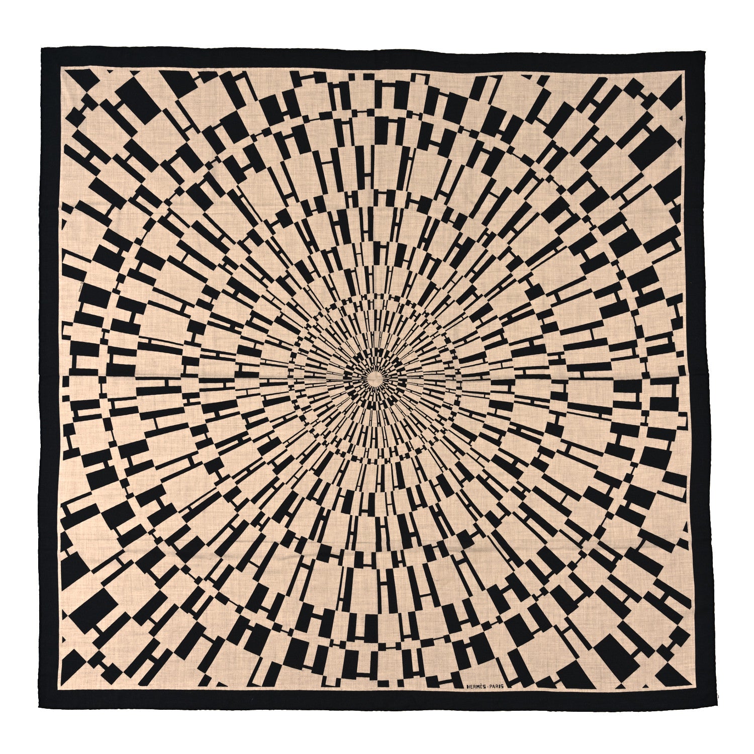 Hermes Cashmere Silk Op'H Shawl 140 Black Naturel 1 of 4