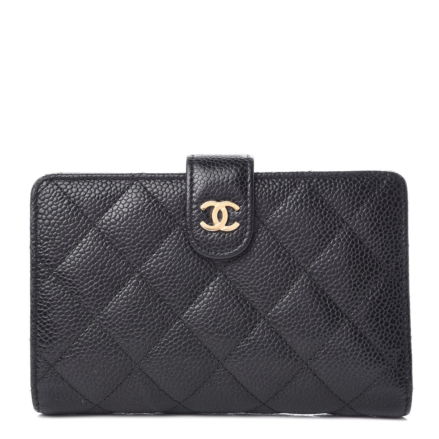 Caviar Quilted Zipped Pocket Wallet Black