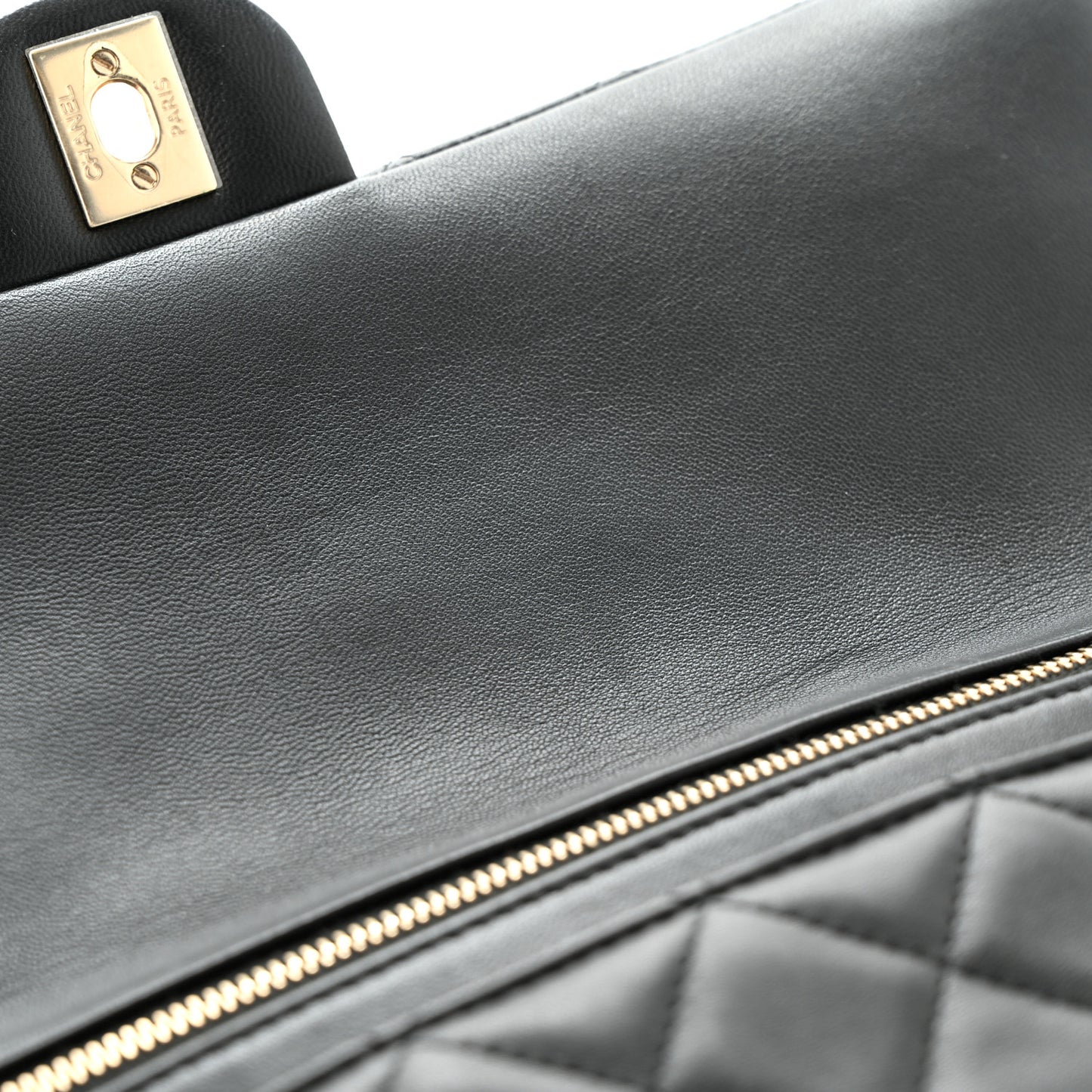 Lambskin Quilted Flap Clutch Black