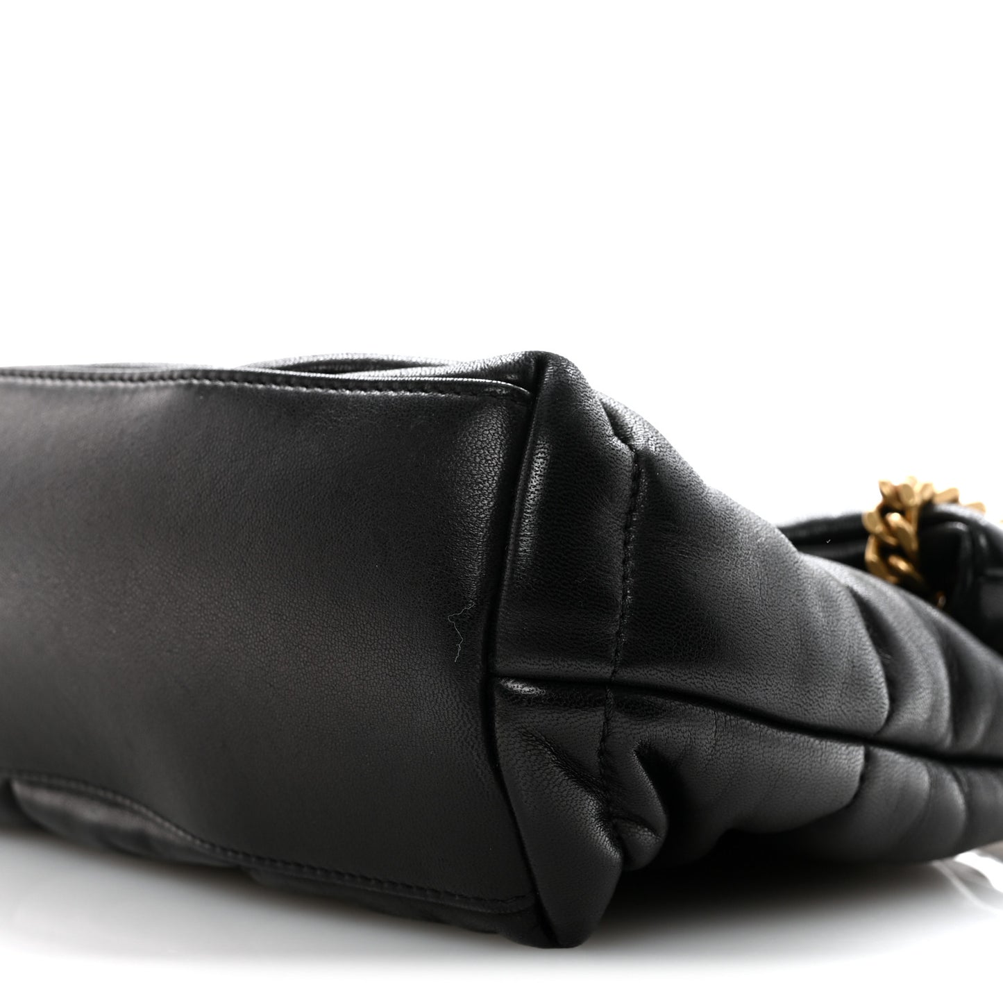 Lambskin Quilted Small Loulou Puffer Monogram Chain Satchel Black
