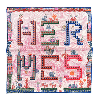Hermes Silk Twill Super Silk Quest Detail Scarf 45 Rose Bleu Vert 1 of 3