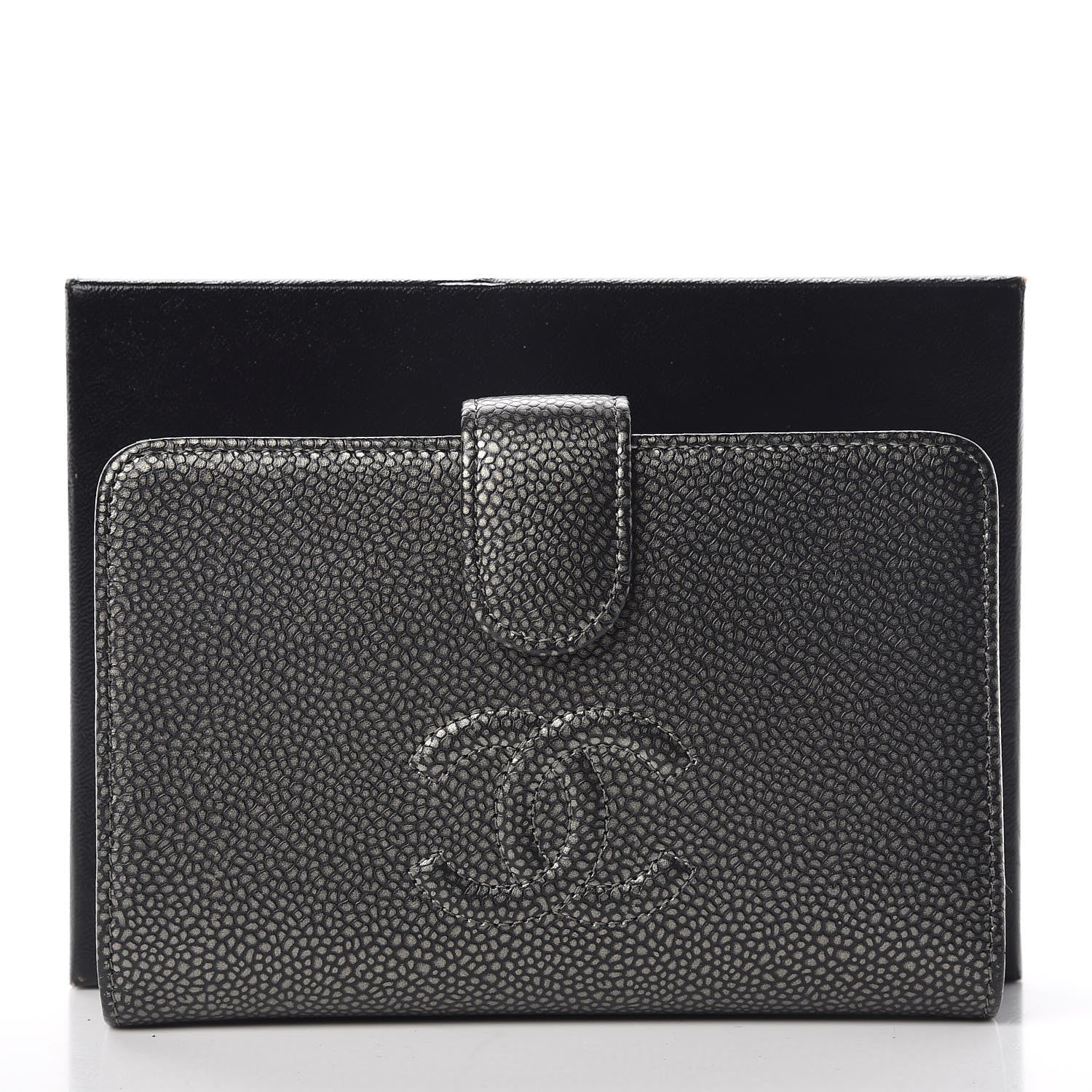 Chanel Caviar Timeless CC Zipped Pocket Wallet Dark Silver 13 of 13