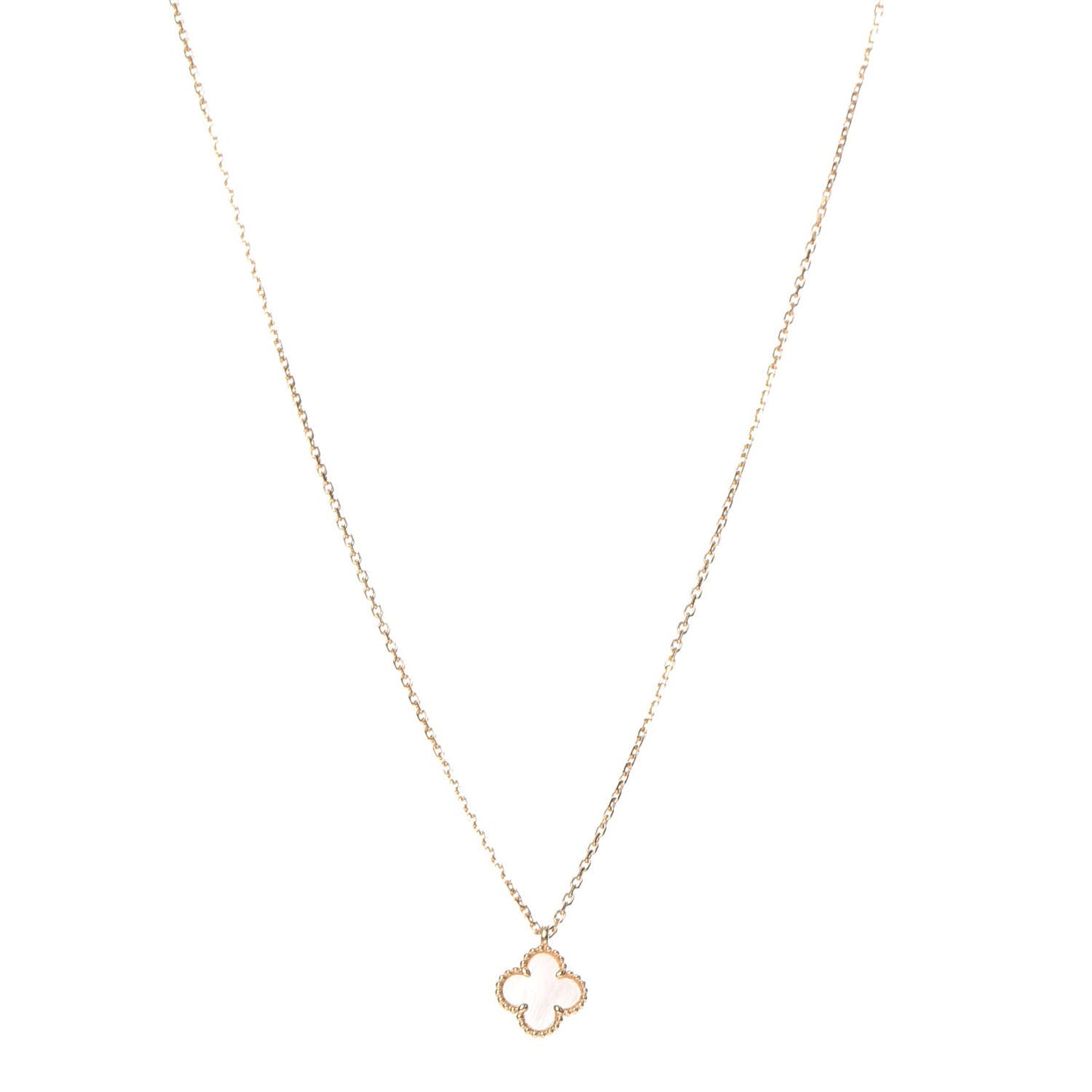 18K Yellow Gold Mother of Pearl Sweet Alhambra Pendant Necklace