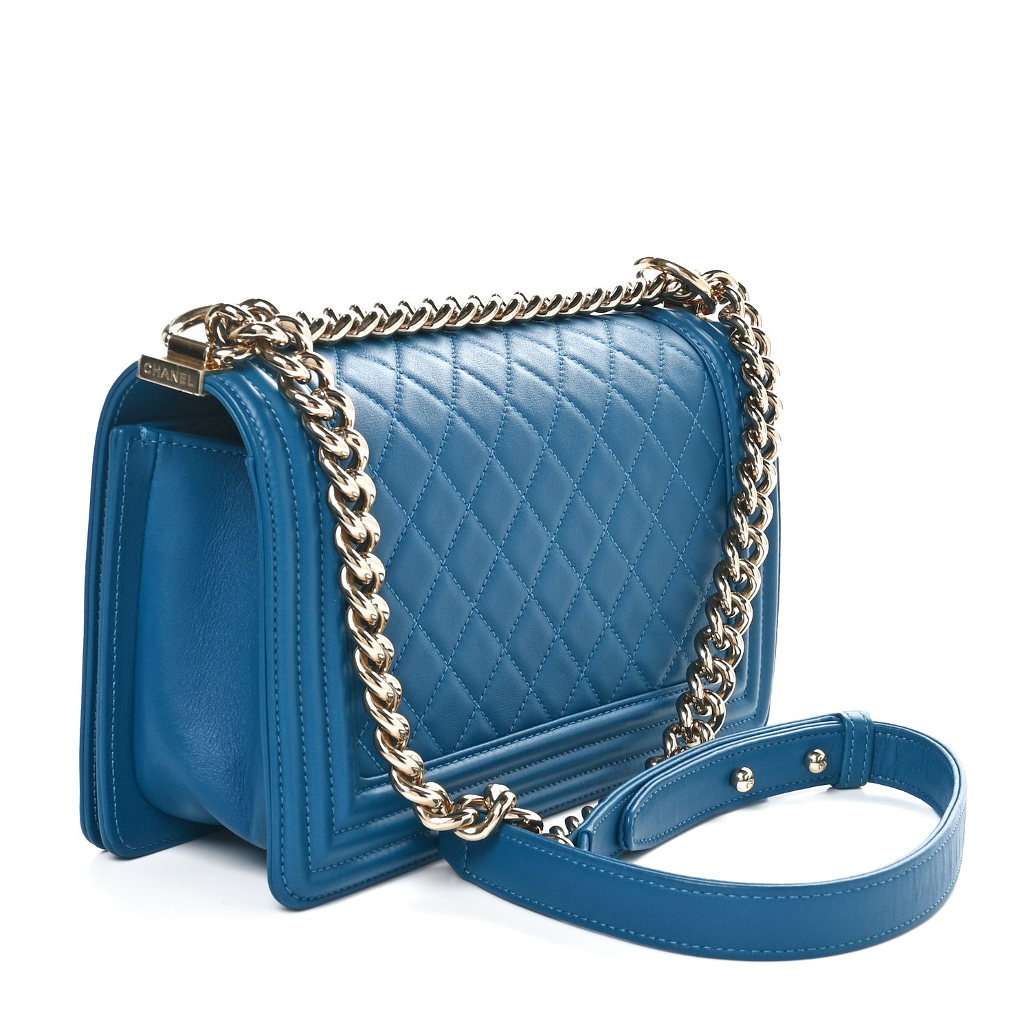 Chanel Lambskin Quilted Medium Boy Flap Blue 2 of 9