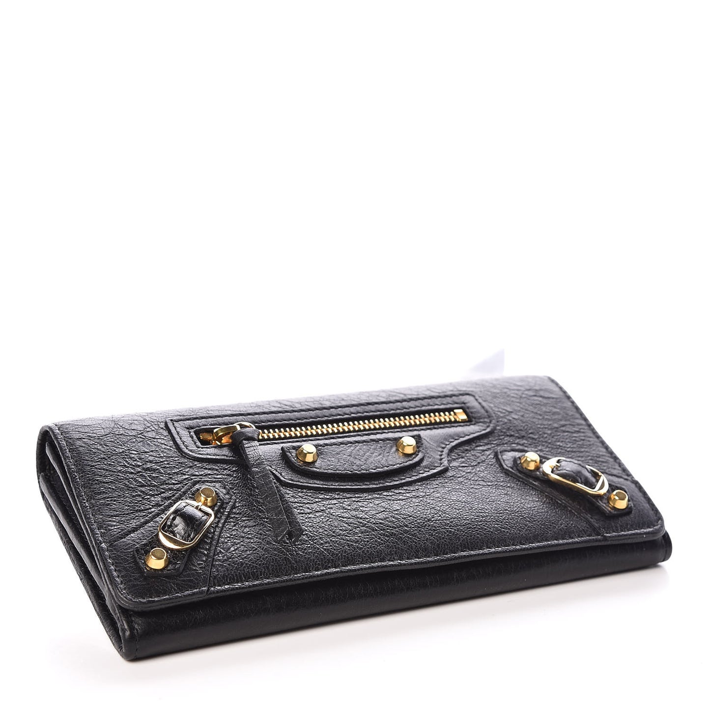 Agneau Classic Gold Hardware Money Wallet Black