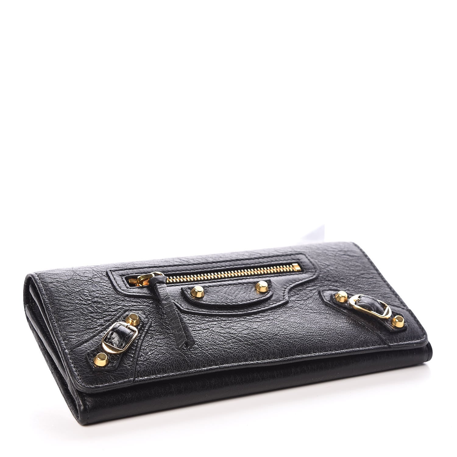 Balenciaga Agneau Classic Gold Hardware Money Wallet Black 4 of 9