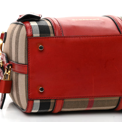Burberry House Check Bridle Calfskin Small Alchester Bowling Bag Red 9 of 13