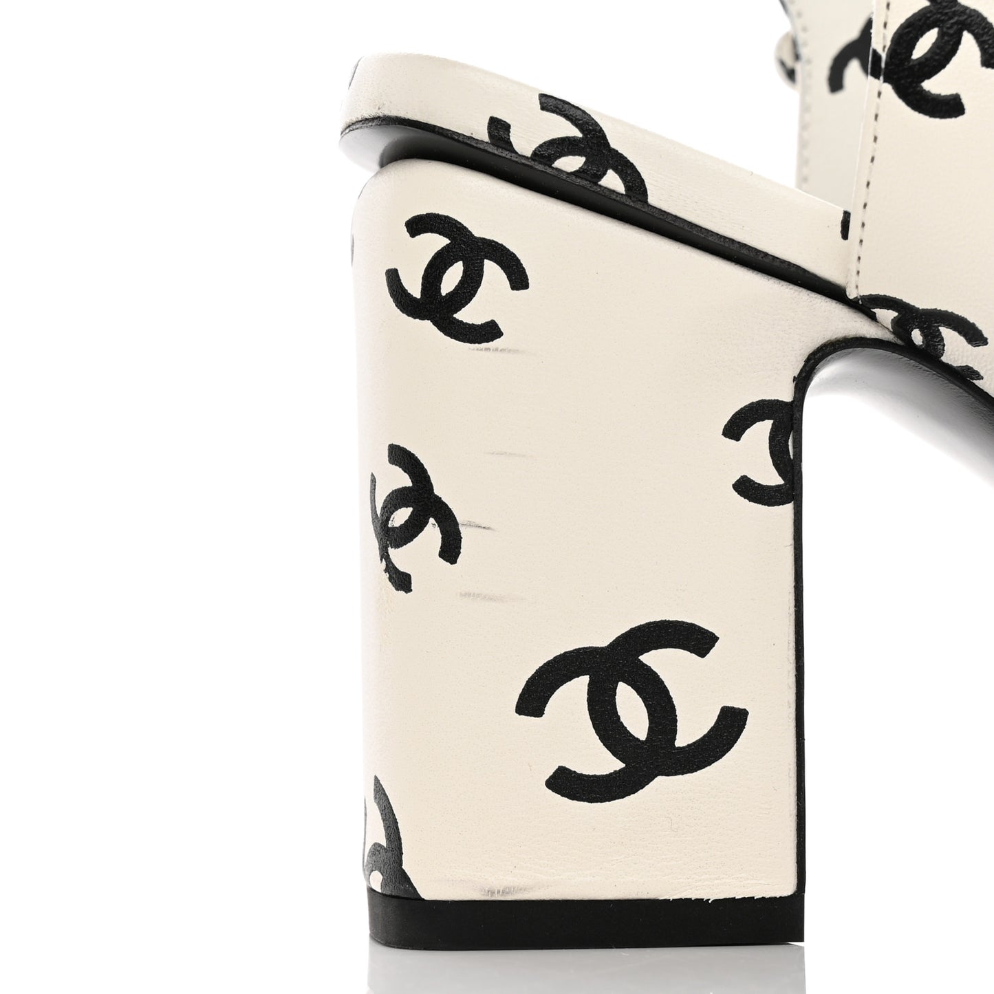 Printed Lambskin Coco Beach Sandals 39 White Black