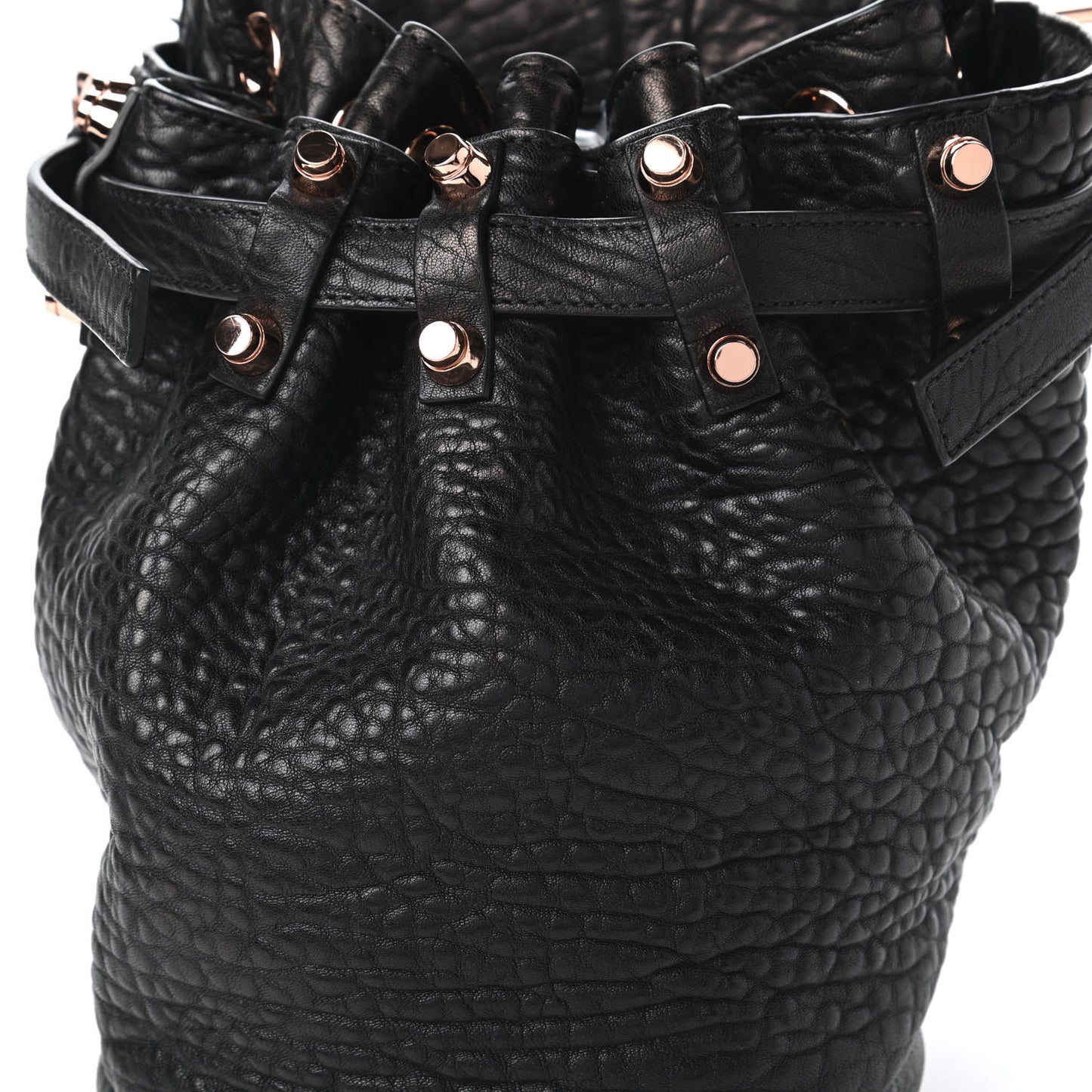 Pebbled Lambskin Diego Bucket Black Rose Gold Hardware