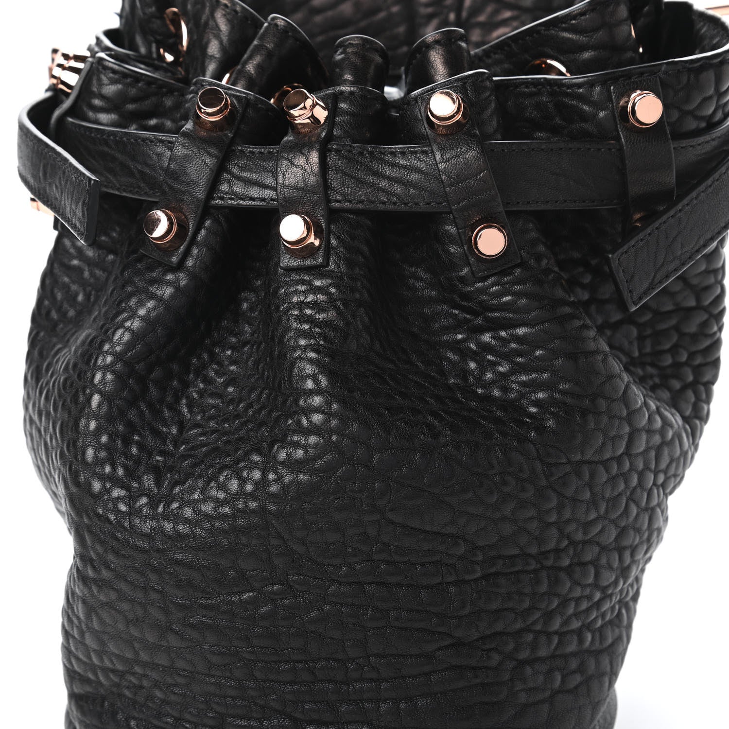 Alexander Wang Pebbled Lambskin Diego Bucket Black Rose Gold Hardware 9 of 9