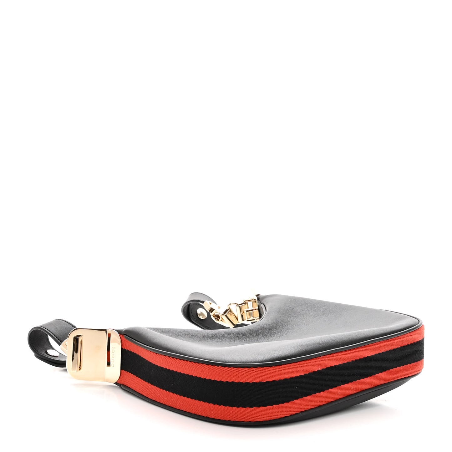 Aria Calfskin Web Small Attache Shoulder Bag Black