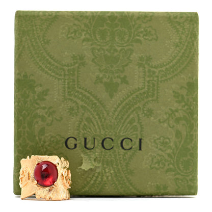 Gucci Textured Metal Crystal Interlocking G Ring M Gold Red 7 of 7