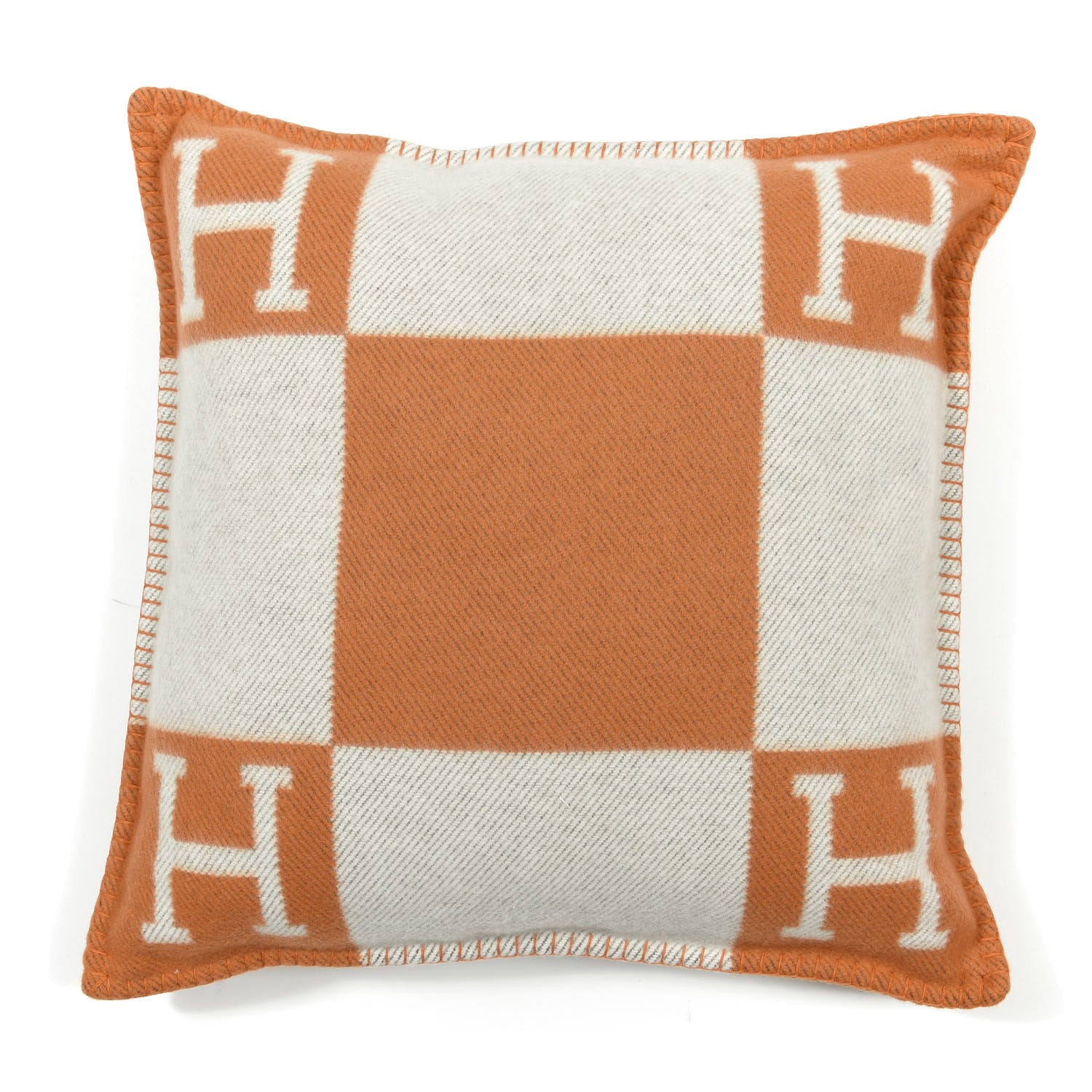 Hermes Wool Cashmere Avalon Pillow PM Ecru Potiron 1 of 3