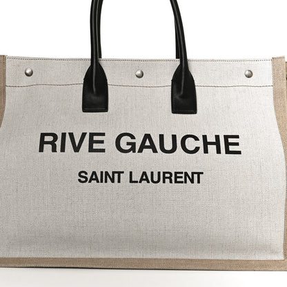 Saint Laurent Linen Calfskin Rive Gauche Tote Optic White 8 of 10