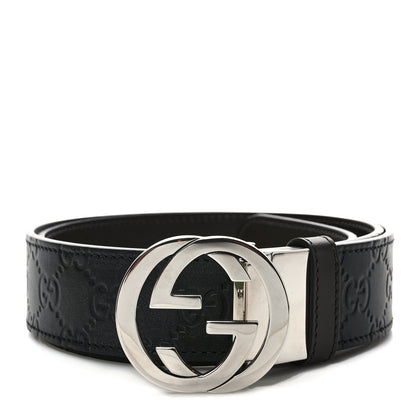 Gucci Guccissima Signature Interlocking G Reversible 37mm Belt 95/38 Black Cocoa 1 of 5