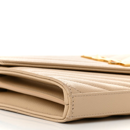 Saint Laurent Grain De Poudre Matelasse Chevron Monogram Chain Wallet Nude Powder 9 of 10