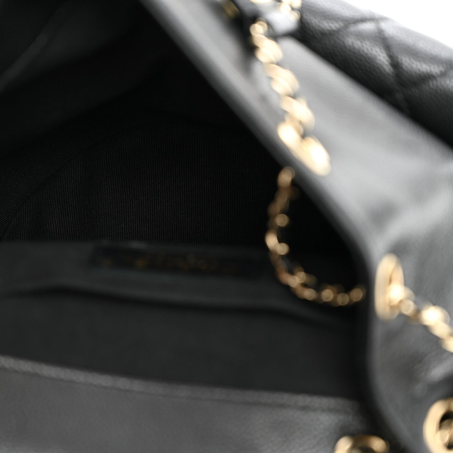Shiny Caviar Quilted Small Duma Pockets Drawstring Backpack Black