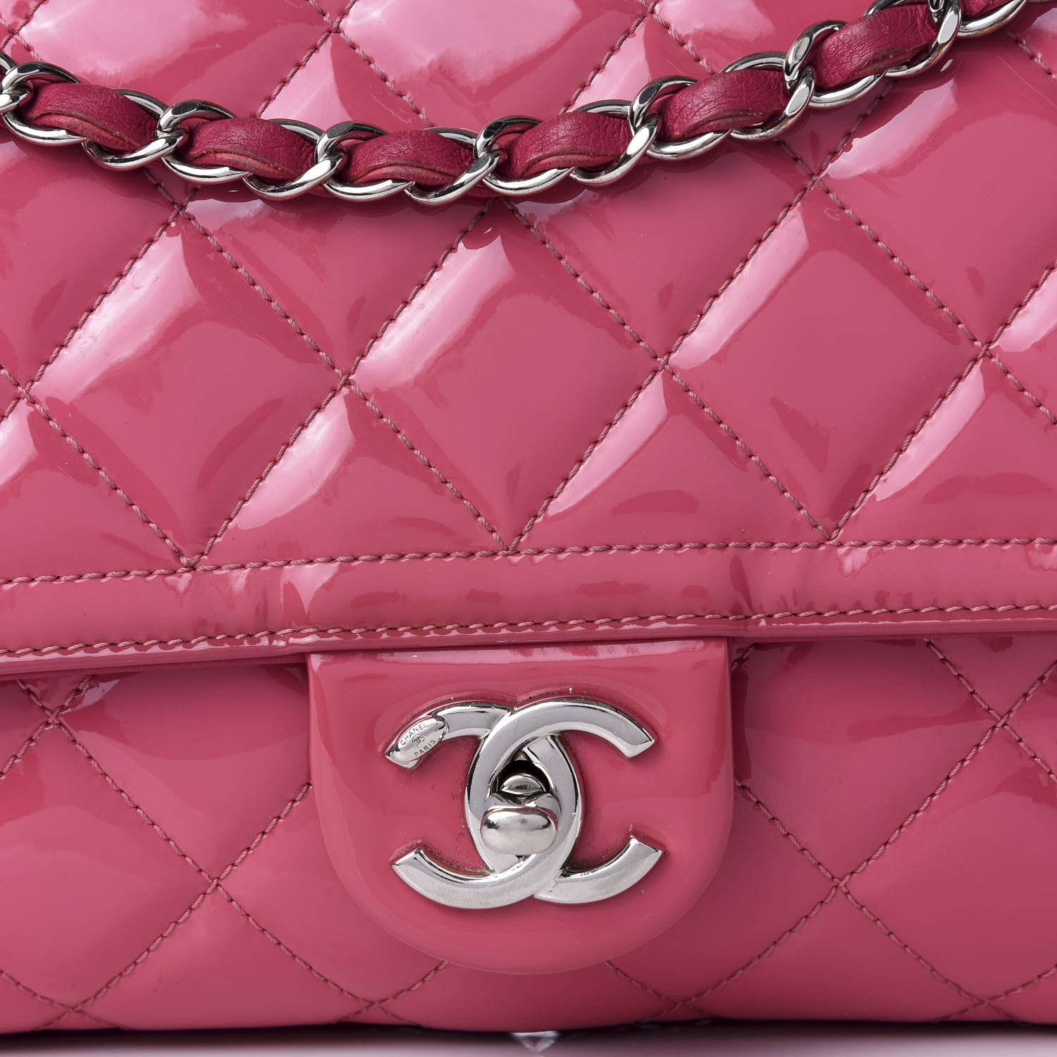 Chanel Patent Quilted Large Coco Shine Flap Pink 7 of 7