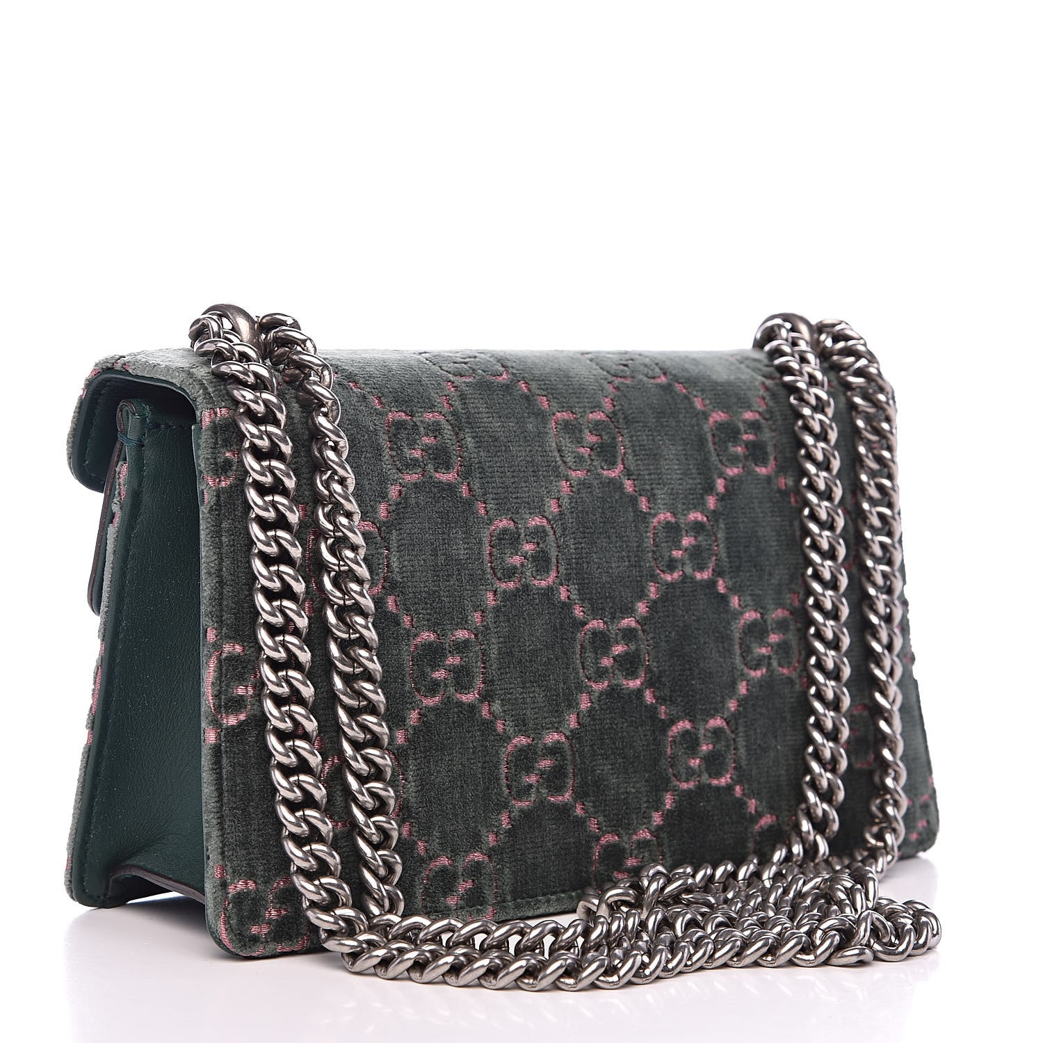 Gucci Velvet Moon Calfskin Crystal GG Monogram Small Dionysus Shoulder Bag Avio Dusty Pink Black Diamond 3 of 13