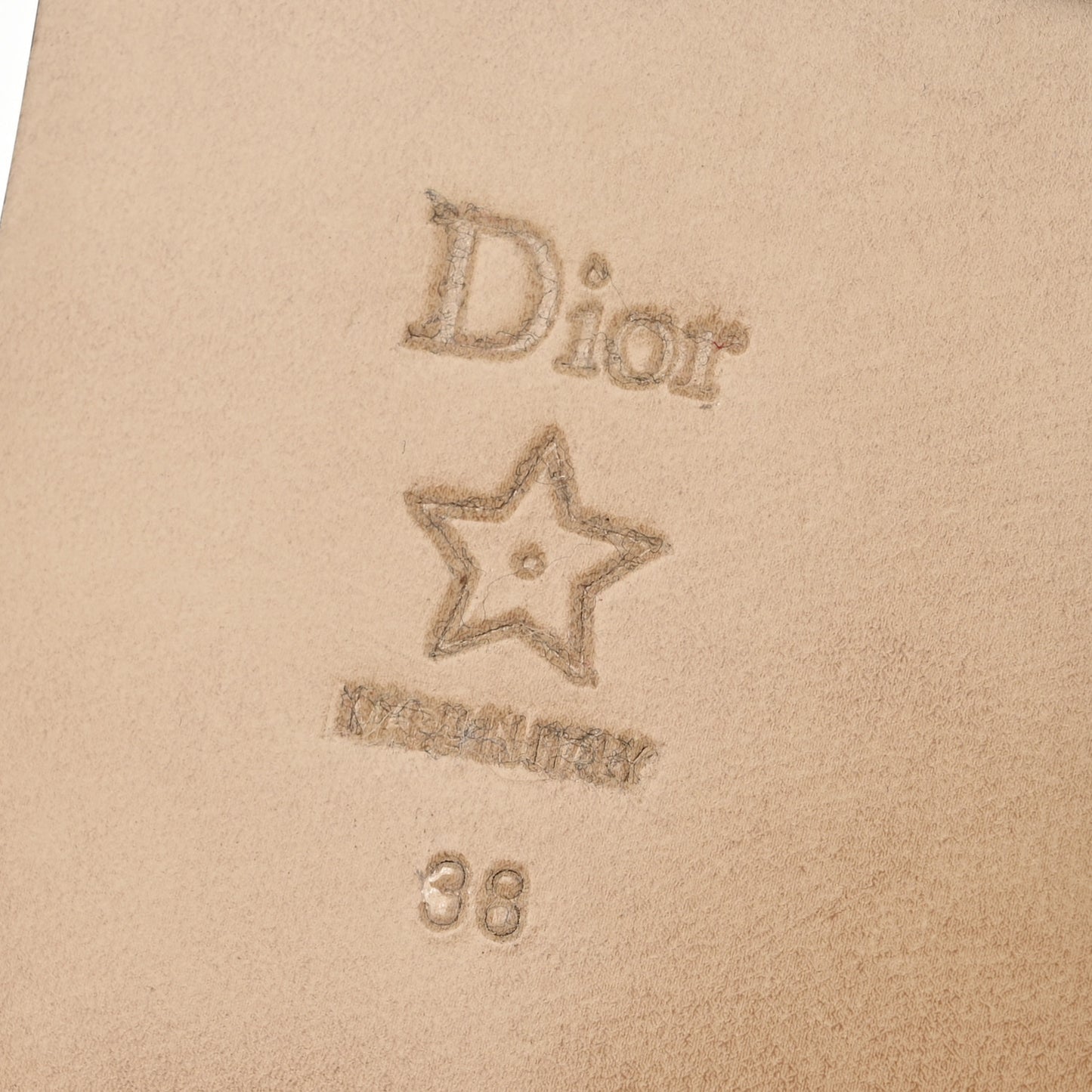 Calfskin Canvas Embroidered Dway Flat Slide Sandals 38 Camel