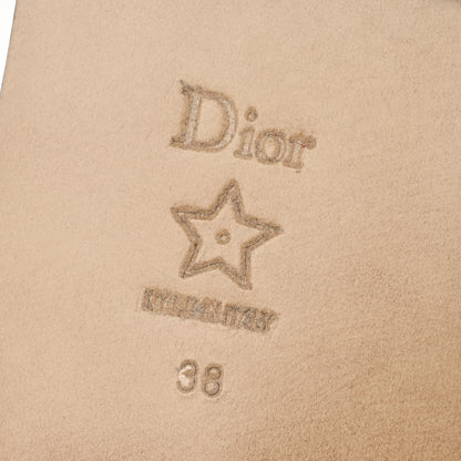 Christian Dior Calfskin Canvas Embroidered Dway Flat Slide Sandals 38 Camel 7 of 9