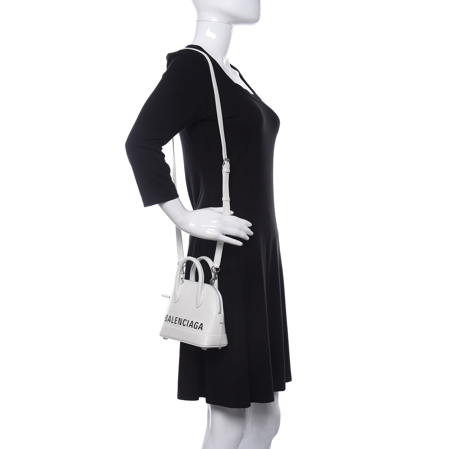 Balenciaga Grained Calfskin XXS Ville Top Handle Bag White Black 2 of 8