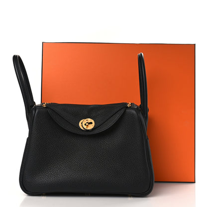 Hermes Taurillon Clemence Lindy 26 Black 10 of 10