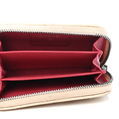 Chanel Aged Calfskin Quilted Gabrielle Zip Around Coin Purse Wallet Beige Black 4 of 4