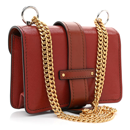 Chloe Shiny Goatskin Calfskin Mini Aby Chain Shoulder Bag Sepia Brown 3 of 8